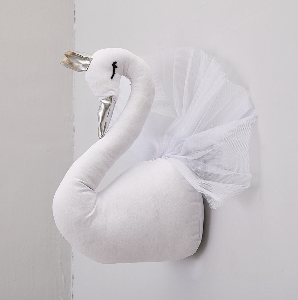 Crown swan animal head wall hanging