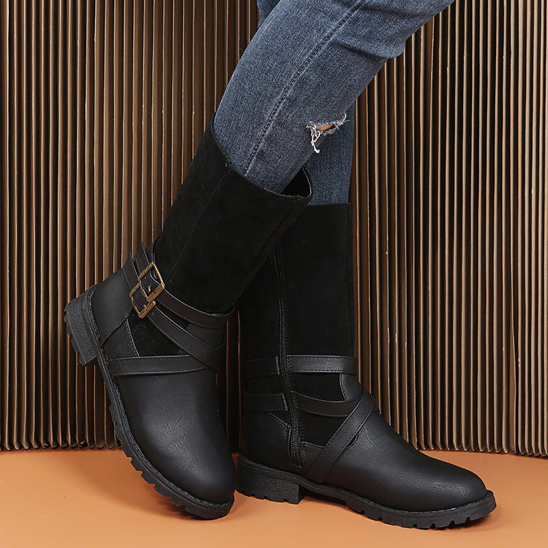 Square Heel Large Size Women's Shoe  Low Heel Casual Foot Belt