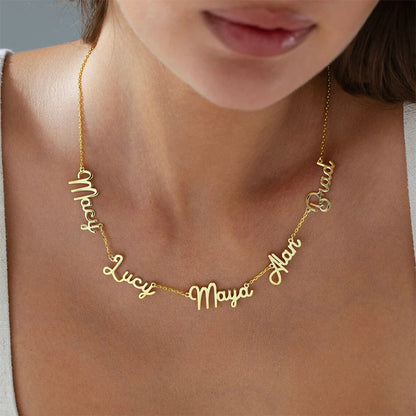 Personalized Stainless Steel Cut Multiple English Name Necklace