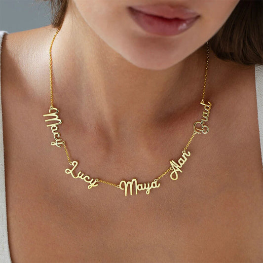 Personalized Stainless Steel Cut Multiple English Name Necklace