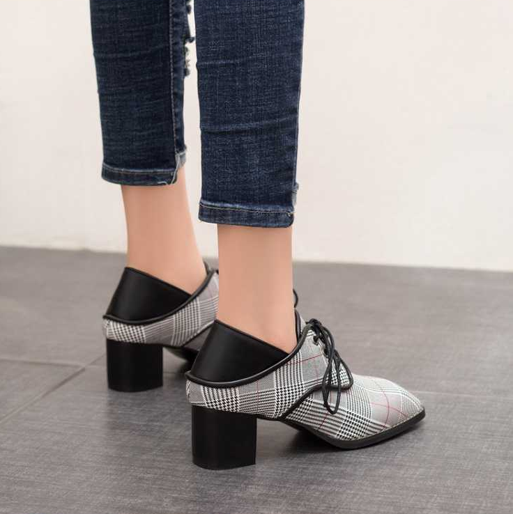 Spring new single shoes women wear lazy shoes with thick with laced cloth British wind wild women shoes - FLIPSTYLEZLLC