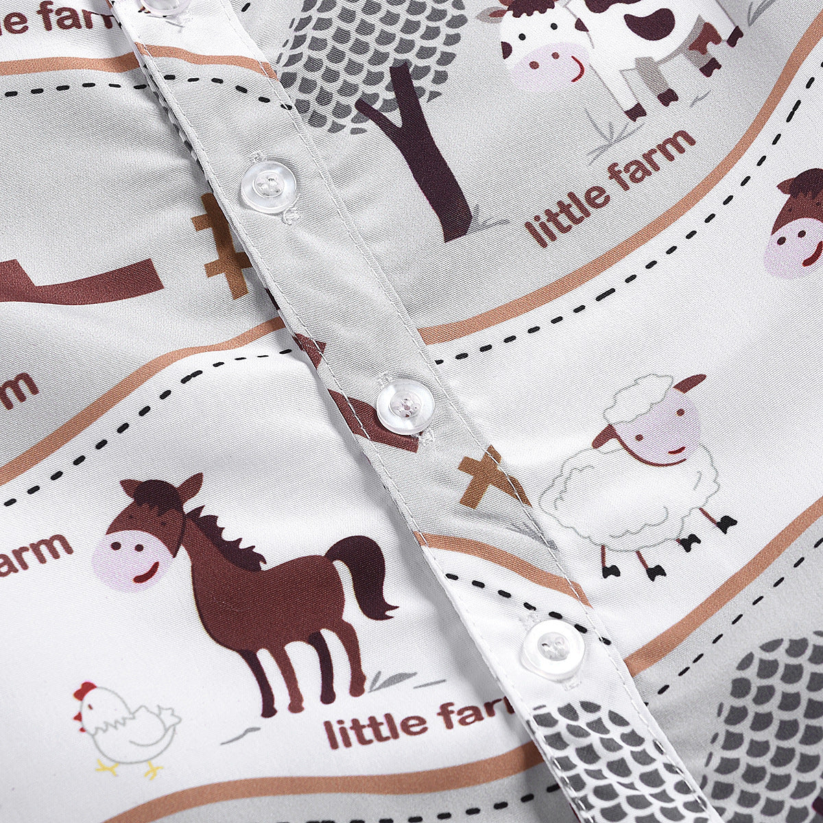 Summer boys and girls suit cartoon printed shirt solid color shorts suit