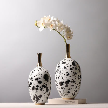 Chinese Ceramic Vase Splash-ink Color Matching Long Neck Flower Device