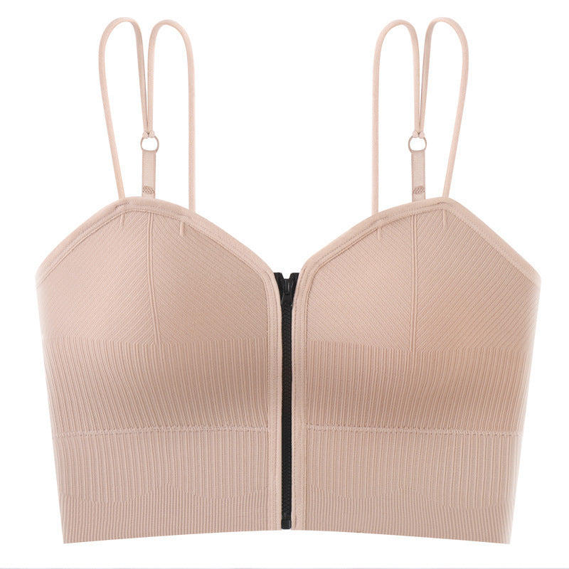 Fashion Zipper With Beautiful Back Suspender Vest