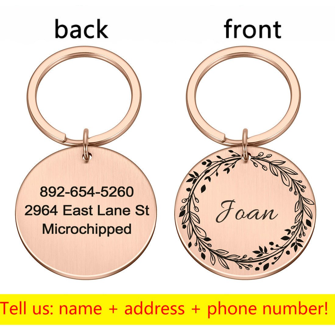 Round Metal Pet Brand Titanium Steel Brand