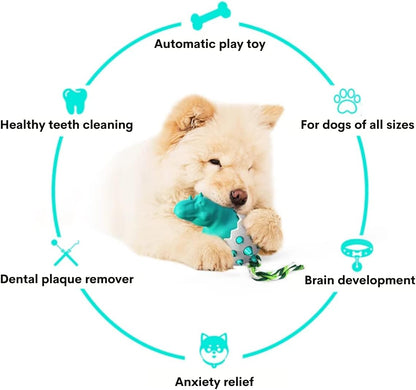 Dog Teething Toy Durable Rubber Chew Toy For Aggressive Chewers Interactive Dog Fetch Toy With Rope