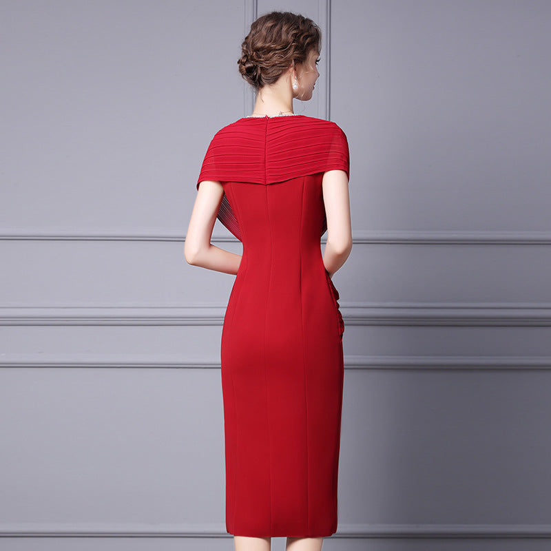 Slim Waist Length Skirt Red