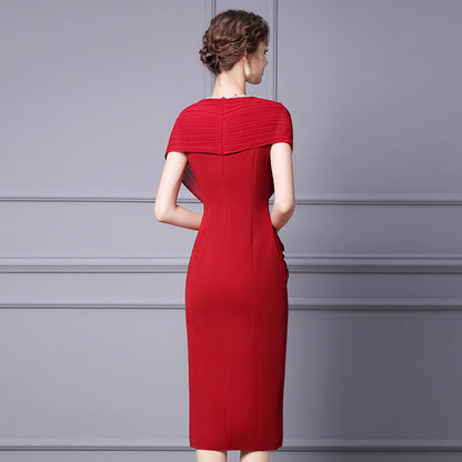 Slim Waist Length Skirt Red