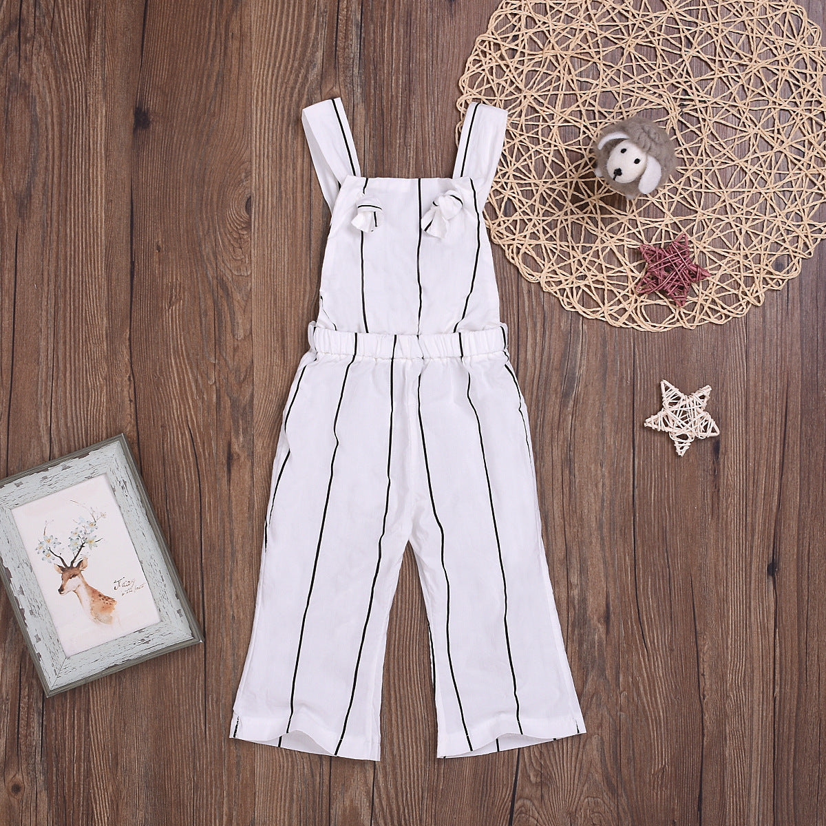 Children's Striped Bib Double-strap One-piece  Pants