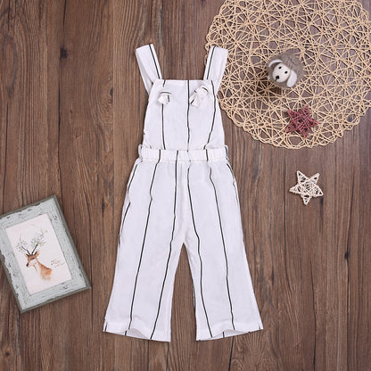 Children's Striped Bib Double-strap One-piece  Pants