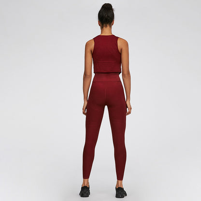 Seamless striped slot yoga clothing suit