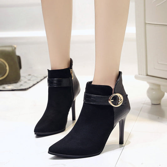 Martin boots with pointed toe and stiletto heels