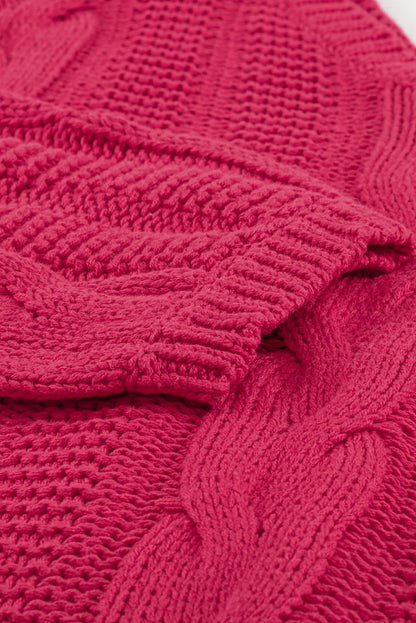 Dark Gray Bubblegum V-Neck Braided Knit Sweater