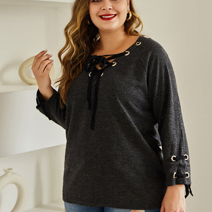 Round Neck T-shirt Plus Fat Plus Size Knitted Top