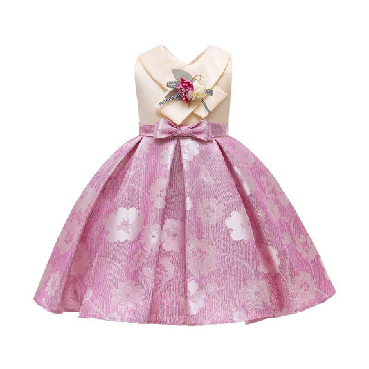 V Neck Flower Temperament Children's Wear