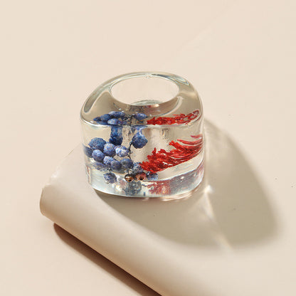 Simple Personality Creative Exaggerated Plant Specimen Epoxy Ring