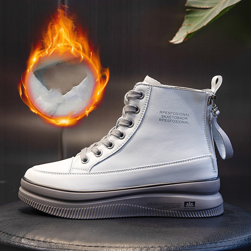 Women's All Match Leather Martin Boots Mid Tube Thick Sole