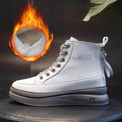 Women's All Match Leather Martin Boots Mid Tube Thick Sole