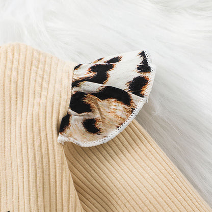 European And American Girls Letter Long Sleeve Dress Leopard Print