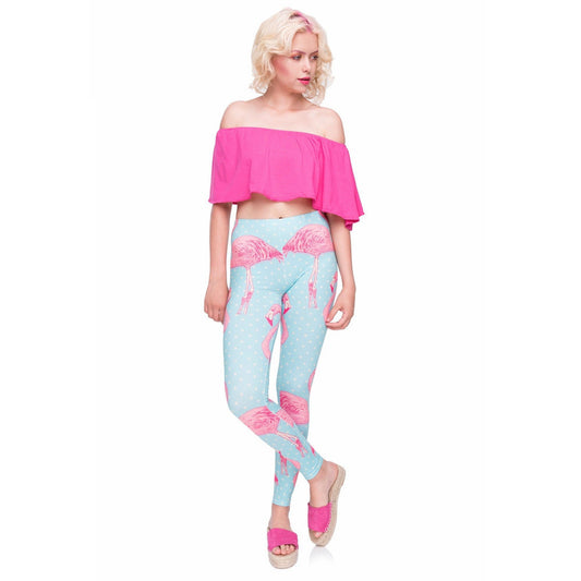 Flamingo blue European and American printed pants