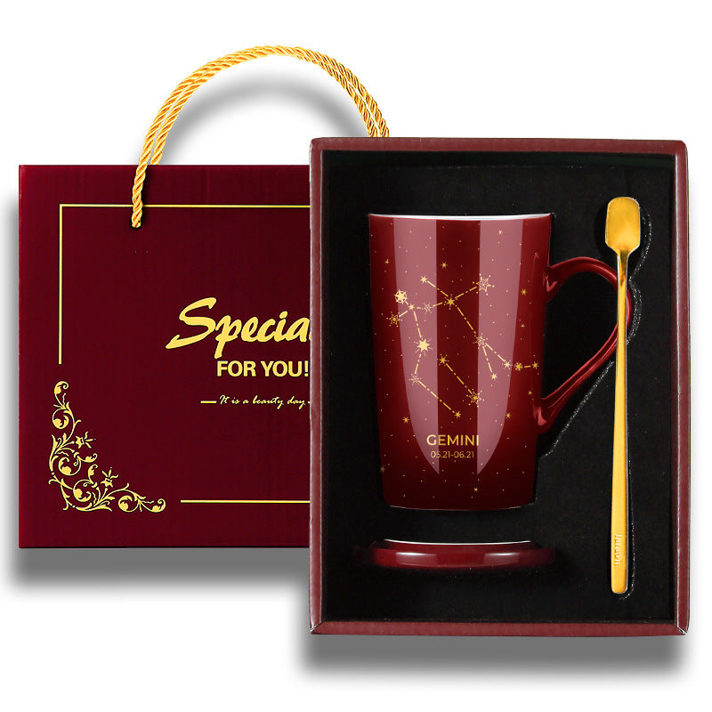 Gift Box With Lid Spoon Milk Coffee Cup
