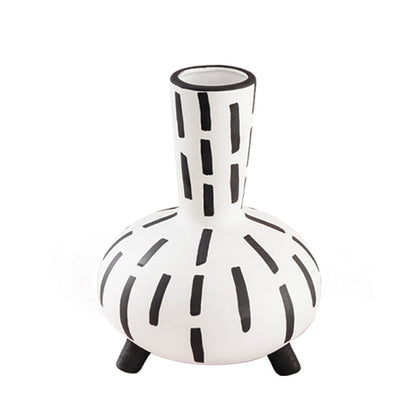 Original Hand-painted Vase Ceramic Black And White Handmade