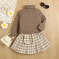 Sweater Knitted Bottoming Shirt  Plaid Skirt Two Piece Set