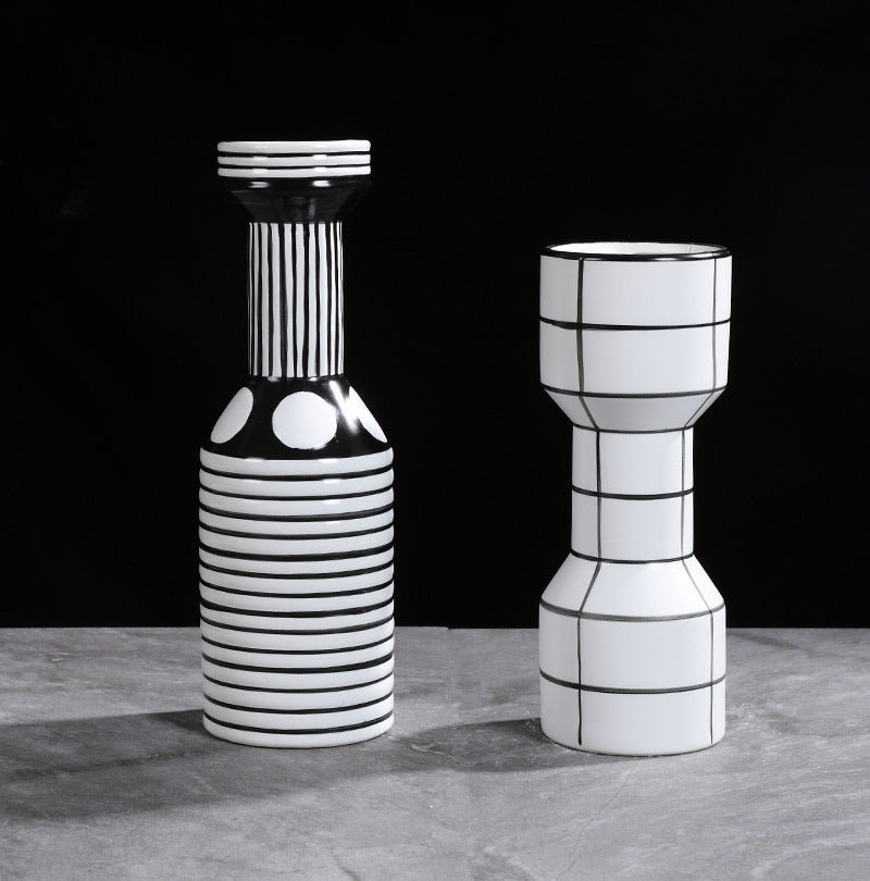 Simple Nordic Minimalism Black And White Striped Ceramic Vase