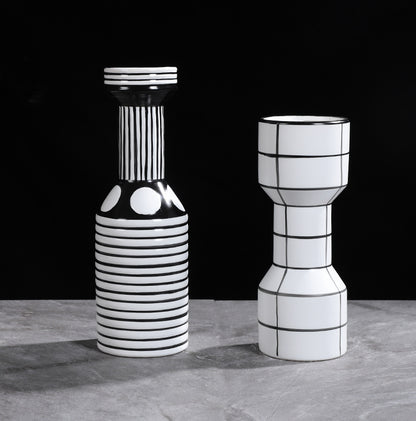 Simple Nordic Minimalism Black And White Striped Ceramic Vase