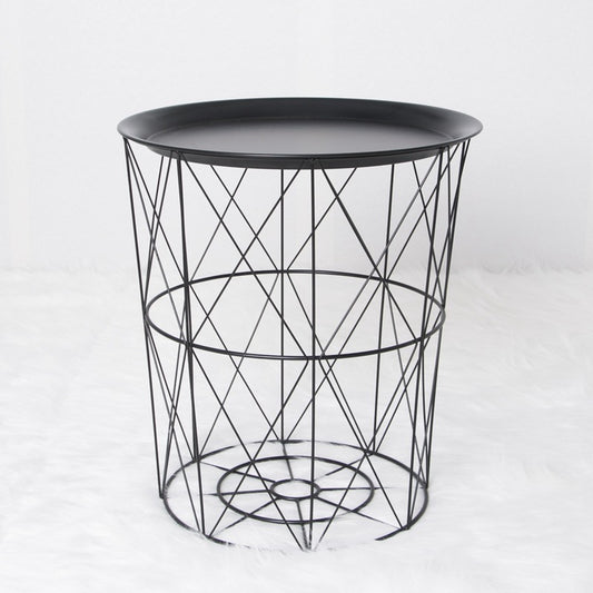 geometric metal bedside table simple storage basket