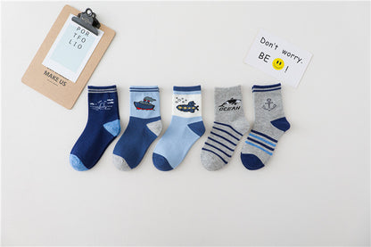 Spring And Autumn Cartoon Ship Boy Socks