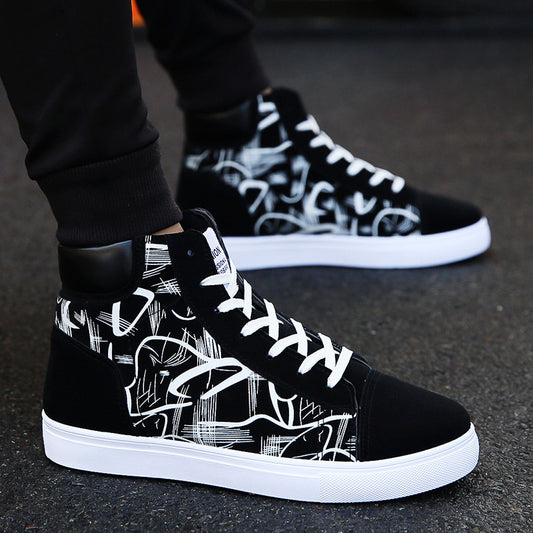 New creative single graffiti design Spring high top shoes Authentic Edition men's shoes
