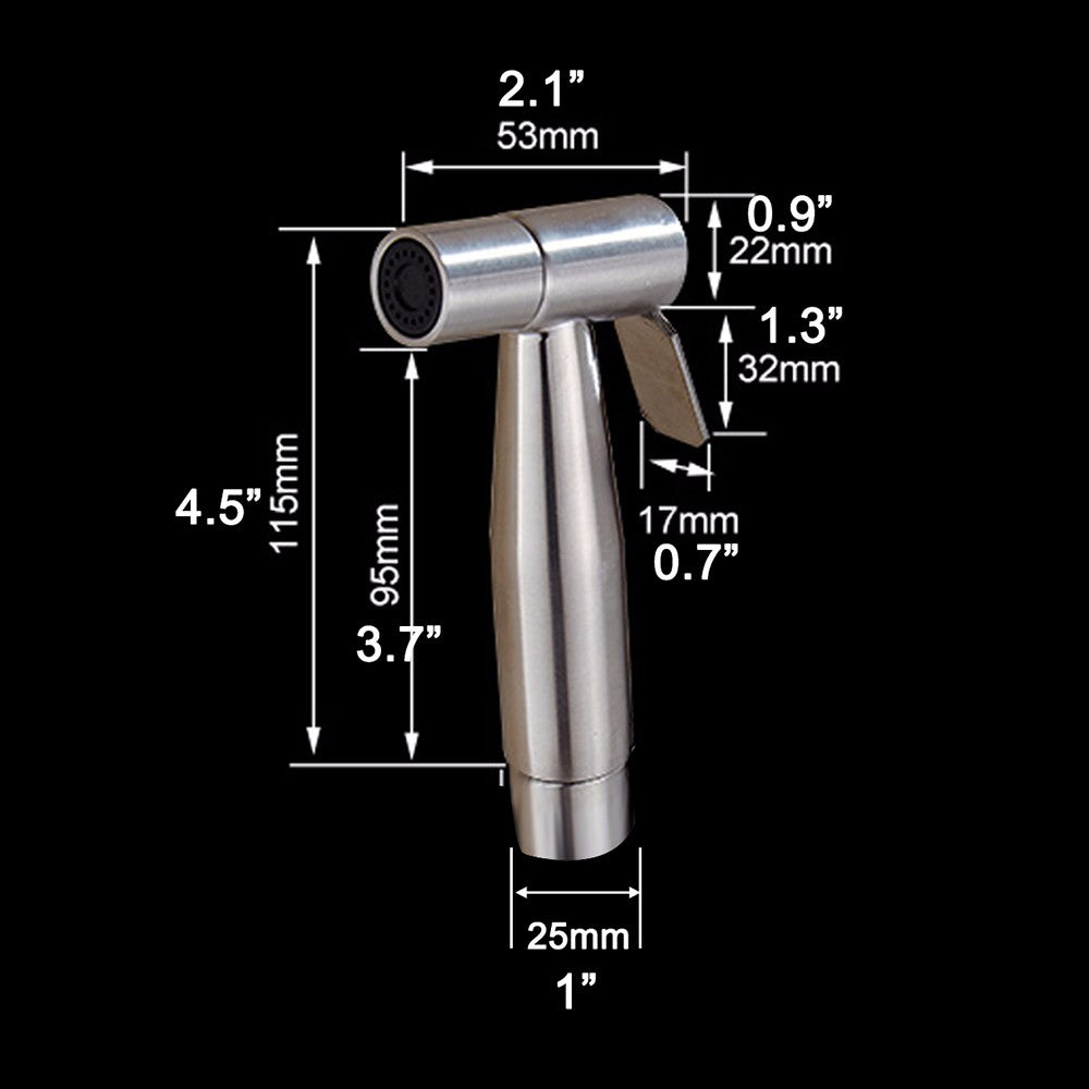Free shipping SUS304 Stainless Steel Nickle Bathroom Handheld Bidet Shattaf Sprayer Transforms Toilet Into Spray BidetVaporizer