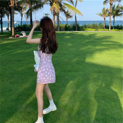 New Sexy Inside Floral Suspender Dress Women''s High Waist