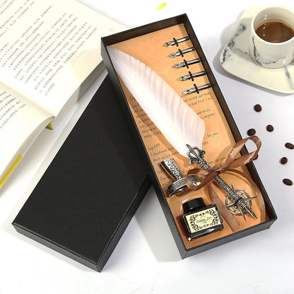 Gift Box Retro Metal Dip Pen