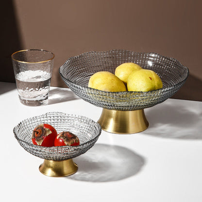 Gold-painted Glass Fruit Plate Tea Table