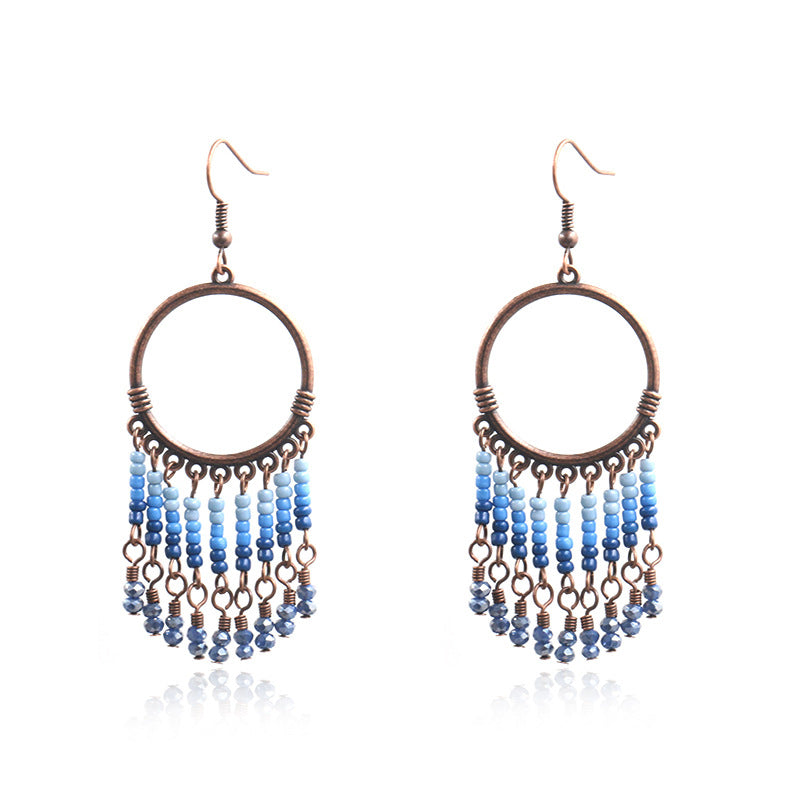 European And American New Product Circle Tassel Earrings