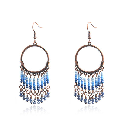 European And American New Product Circle Tassel Earrings