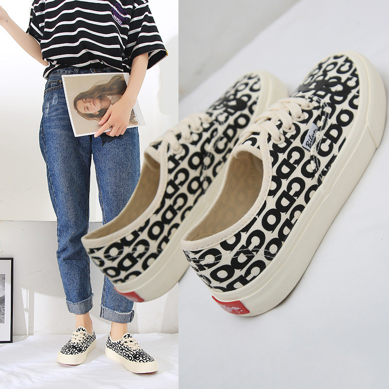 Low Cut Men And Women Letter Couple Canvas Shoes Laces - FLIPSTYLEZLLC