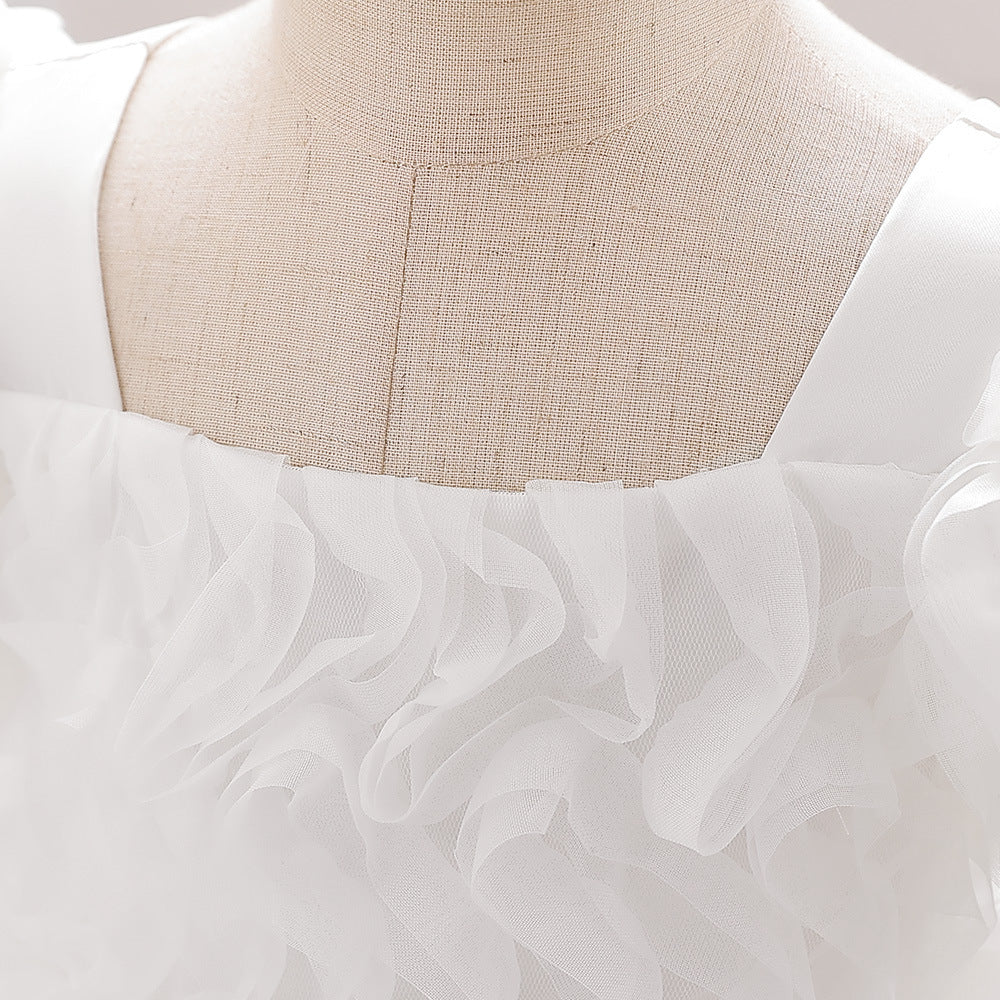 Pleated Puff Sleeve Umbrella Princess Dress