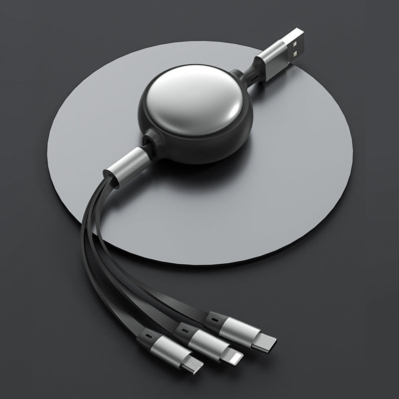 The Data Cable Is Suitable For Apple Android Type-c Three-in-one Silicone Telescopic Charging Cable