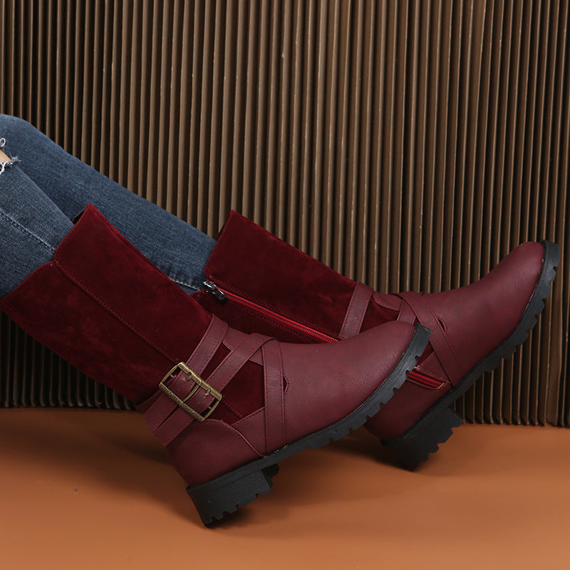 Square Heel Large Size Women's Shoe  Low Heel Casual Foot Belt