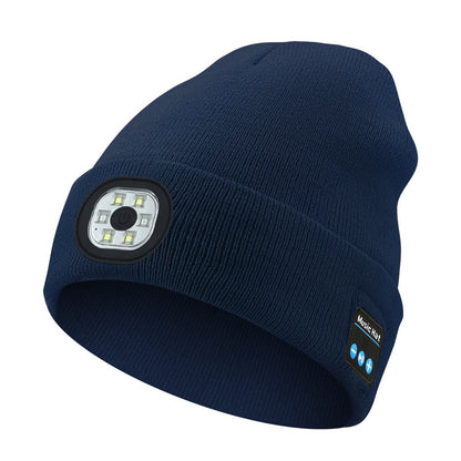 Warm LED Beanie with Bluetooth 5.4 Stereo, USB Rechargeable & 3-Level Adjustable Light | Music & Heating Winter Hat