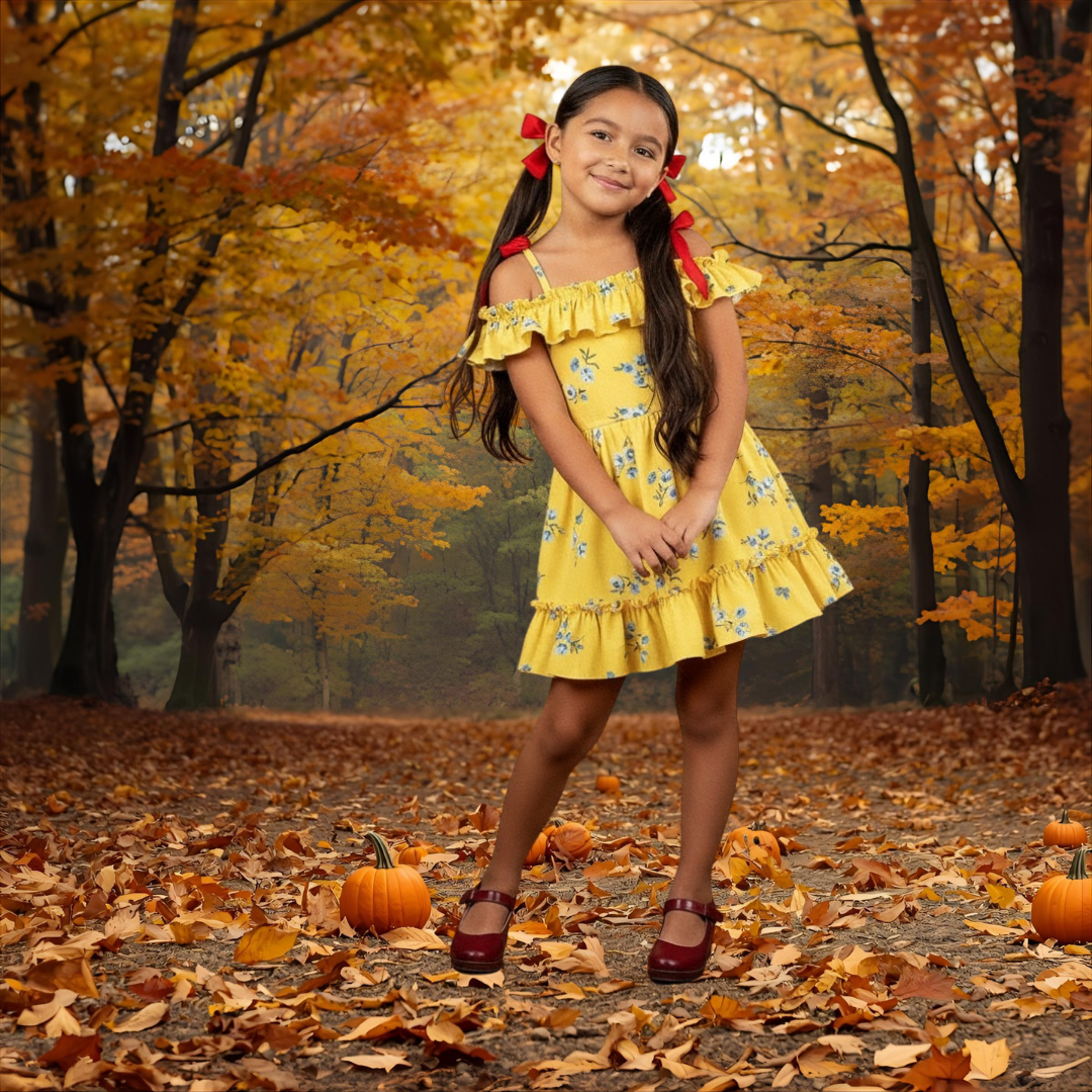 New white on RED adorable pretty print Floral Summer Little Girl Dress