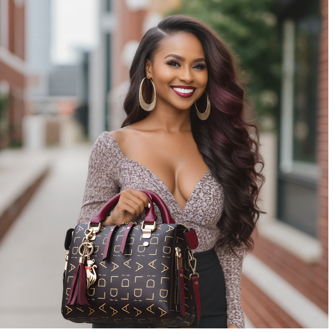 Women's Red Straps Leisure CROSS Shoulder Bag Large Capacity PU Leather Handbag