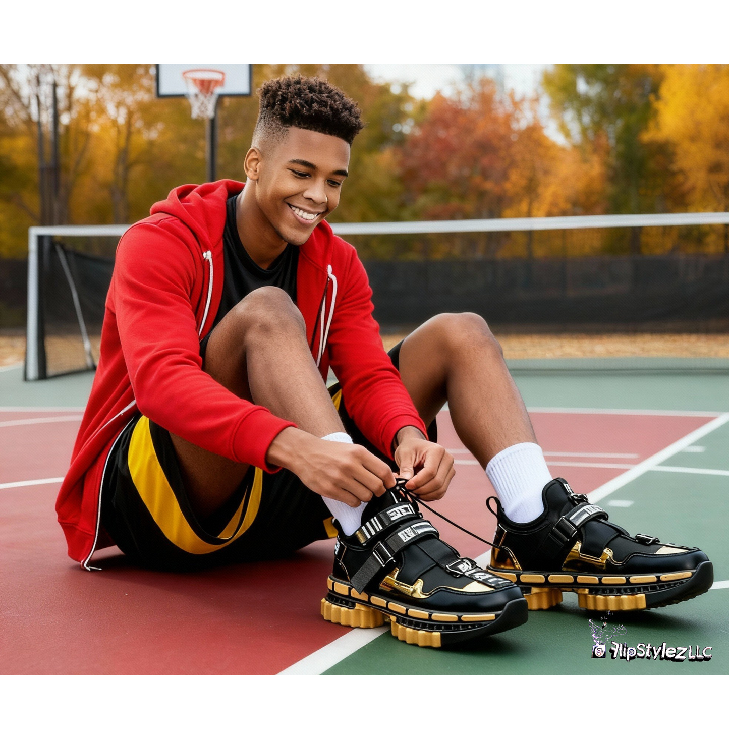 New Electrifying gold n black Retro sporty Shoes for men