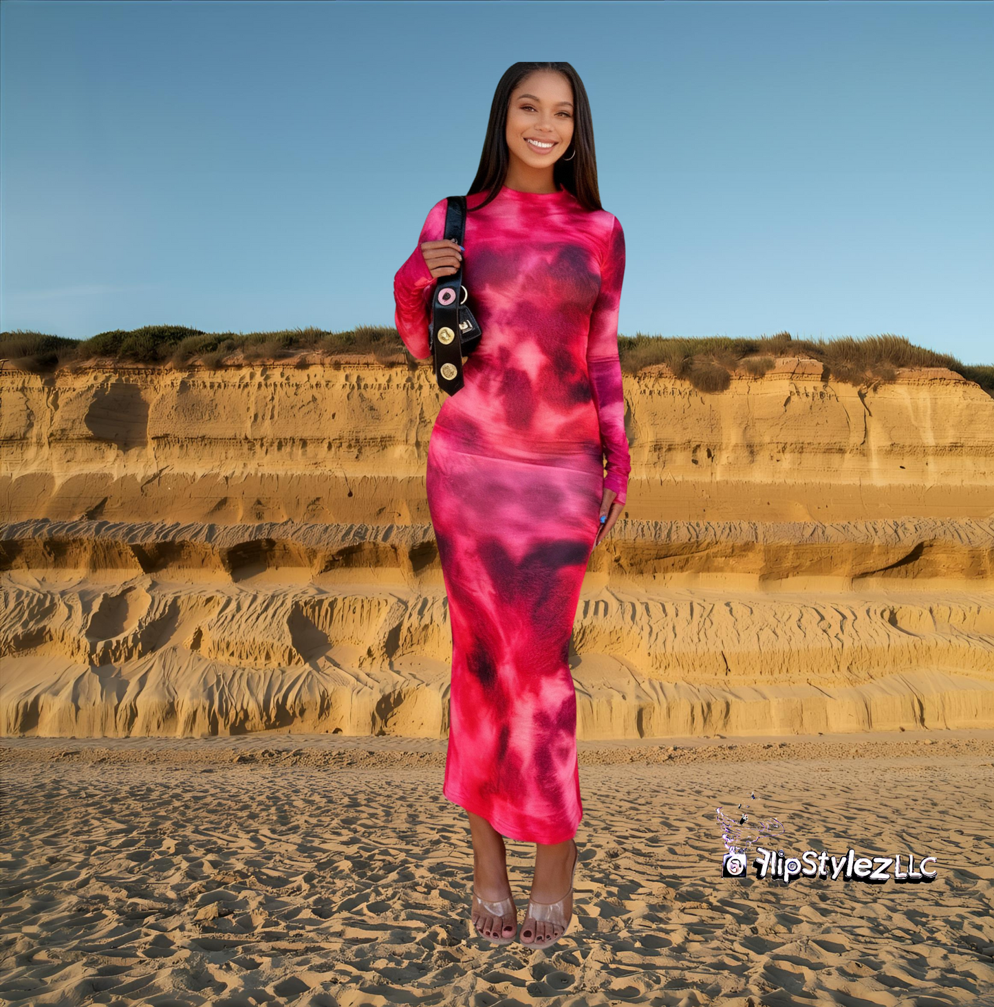 New Sexy Vibrant pink all season Tie-dyed Long Sleeve Slim Fit for Women