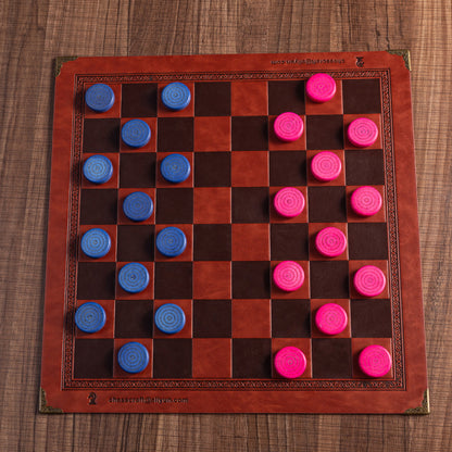 Stone Checkers Board Game With Leather