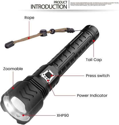 Zoom Type Input And Output Power Display Flashlight