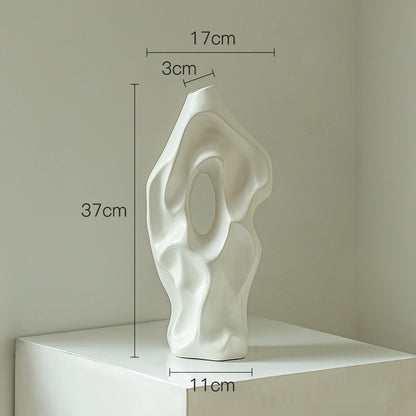 Vase Decoration Living Room Flower Arrangement Ceramic White Art Sculpture Decoration